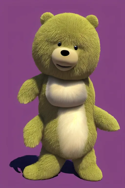 Image similar to a cute cartoon ggi 3 d bear with soft fur in the style of disney and pixar