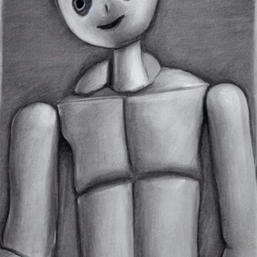 Image similar to artelier charcoal life drawing of humanoid robot