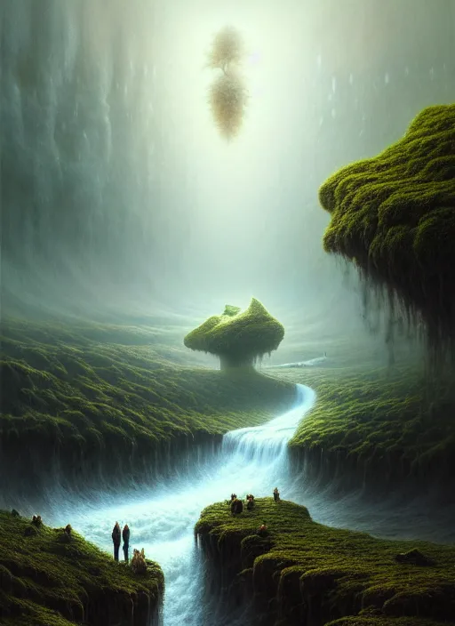 Image similar to a hyper - detailed 3 d render like a oil painting of nature witnessing itself through all life, surrealism!!!!! surreal concept art, lifelike, photorealistic, digital painting, aesthetic, smooth, sharp focus, artstation hd, by greg rutkowski, bruce pennington, valentina remenar and asher duran,