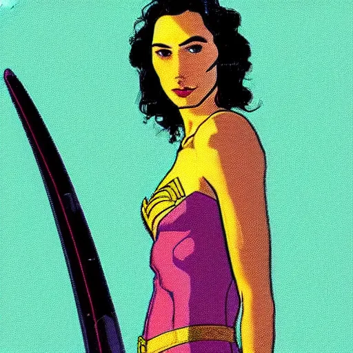 Prompt: “ gal gadot retro minimalist portrait by jean giraud, moebius starwatcher comic, 8 k ”