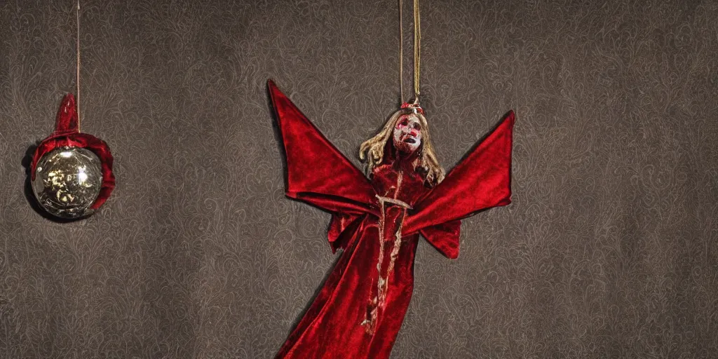 Image similar to velvet demon in church, ornaments, blood, diamonds
