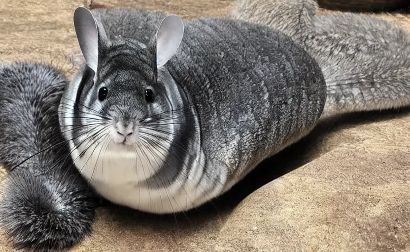 Prompt: chinchilla snake, big long fluffy body, multiple limbs, many legs