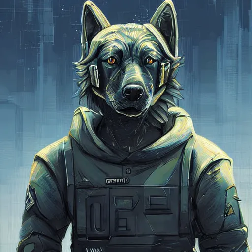 Image similar to cyber dog panzerwolf from steel, by ian pesty and alena aenami