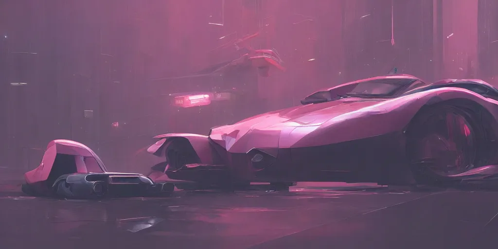 Image similar to Hard Surface Shape Form Exploration, Detailed, artstation, 8k, sci-fi, pastel colors, props, panel, concept, simon stalenhag,syd mead, ferrari, bladerunner