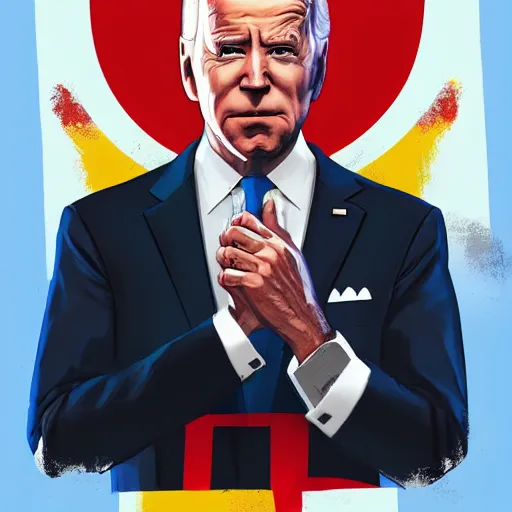 Image similar to Joe Biden in GTA V, cover art by Stephen Bliss, artstation, no text