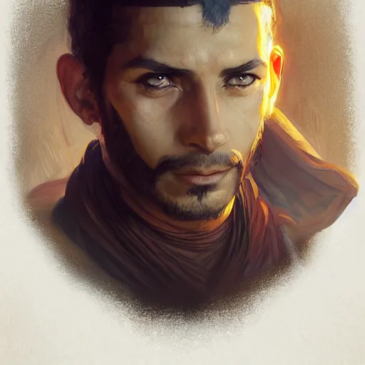 Image similar to egyptian nobleman, portrait, headshot, D&D, fantasy, highly detailed, digital painting, artstation, concept art, sharp focus, illustration, art by artgerm and greg rutkowski and alphonse mucha