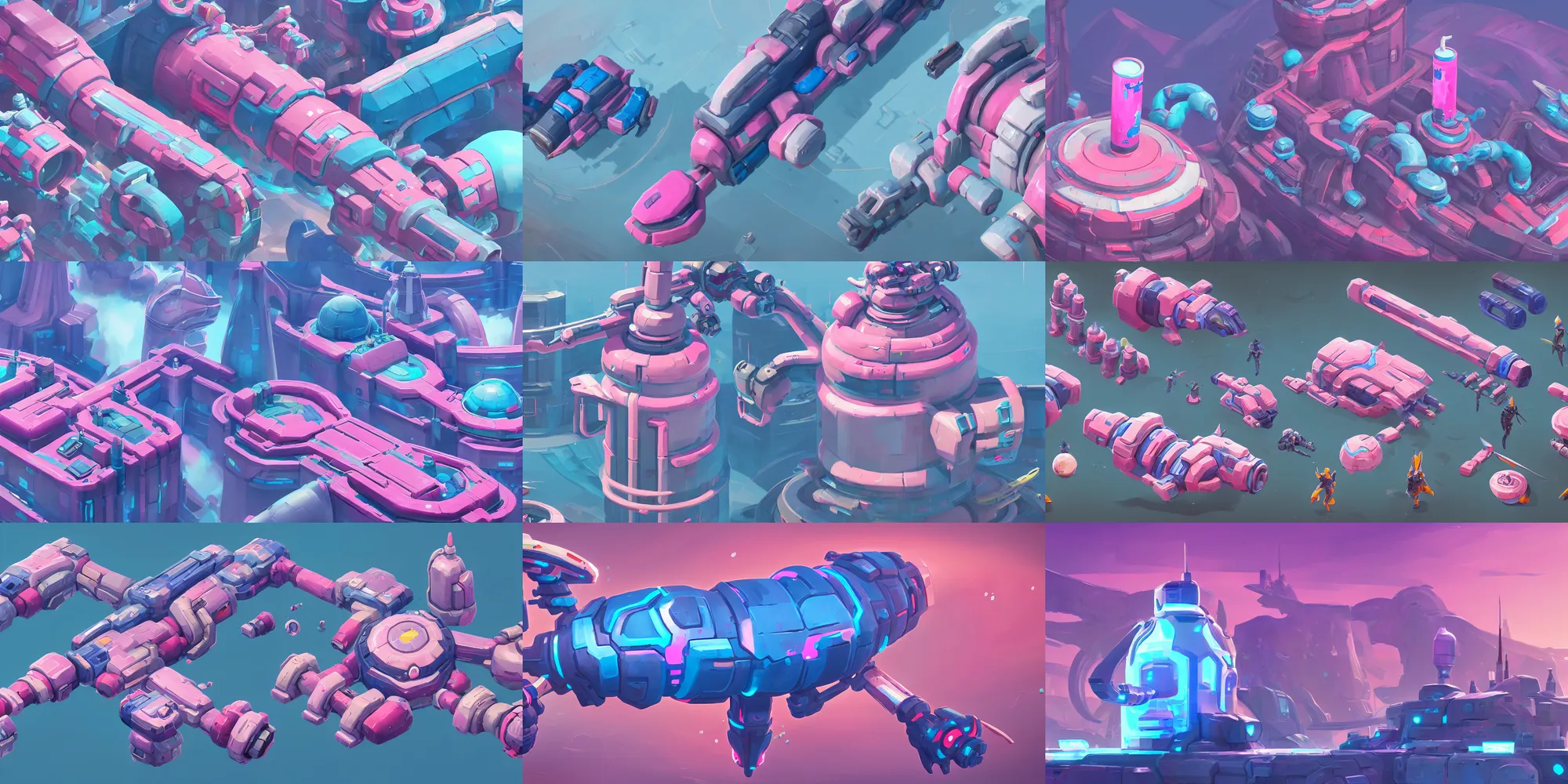 Prompt: game asset of large futuristic liquid container, in gouache detailed paintings, props, stylized, 2 d sprites, kitbash, arcane, overwatch, blue and pink color scheme, 8 k, close up