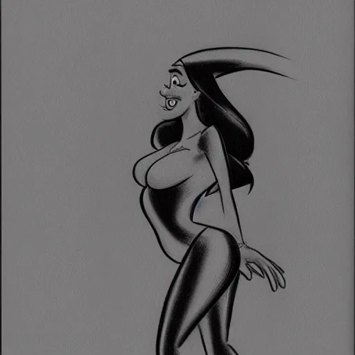 Image similar to milt kahl pencil sketch of angie varona as jessica rabbit