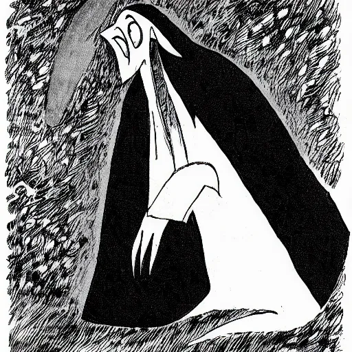 Image similar to nosferatu, illustration by tove jansson