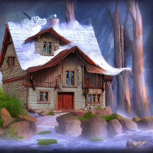 Image similar to digital art of a fantasy house