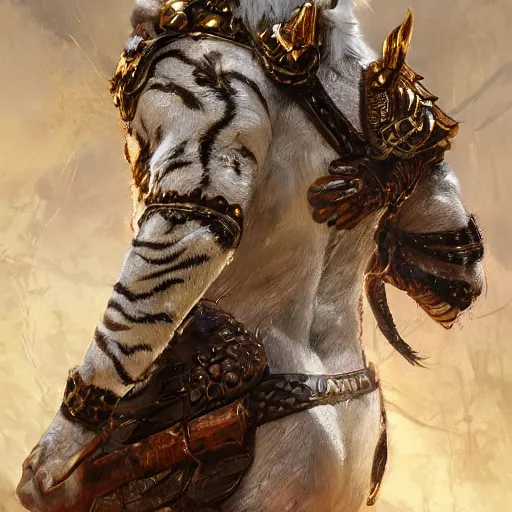 Image similar to a beautfiul award winning commission portrait of an anthro albino tiger wearing diamond victorian armour,digital art,art by greg rutkowski,character design by charles bowater,photorealistic,ross tran,hyperdetailed,detailed face,fascinating,2021,western comic style