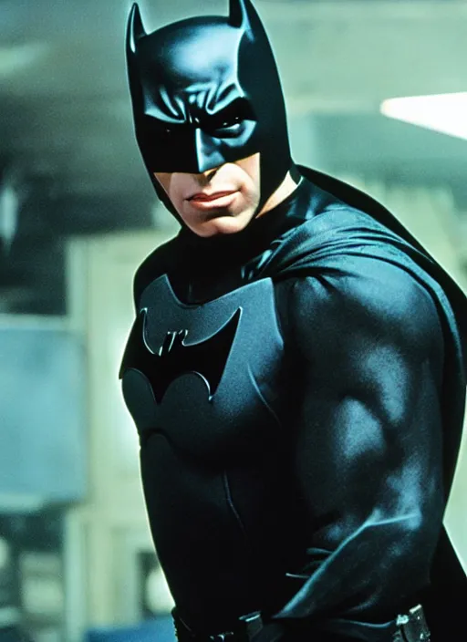 Image similar to film still of john travolta as batman in batman, 4 k