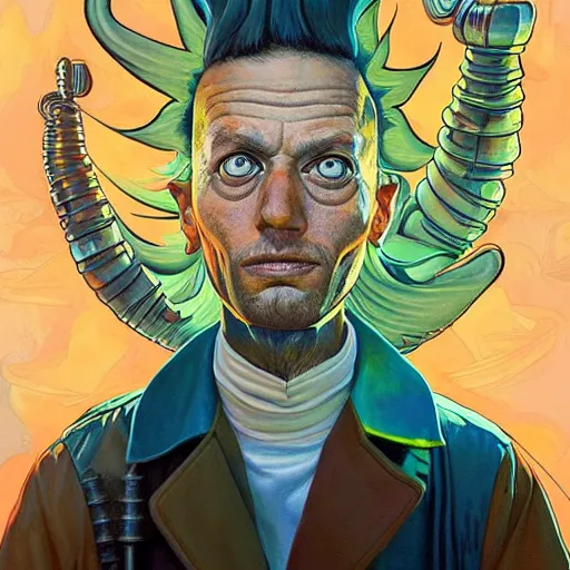 Image similar to lucky mohawk projector portrait by gaston bussierre and charles vess and james jean and erik jones and rhads, inspired by rick and morty, epic, funny, huge scale, beautiful fine face features, intricate high details, sharp, ultradetailed