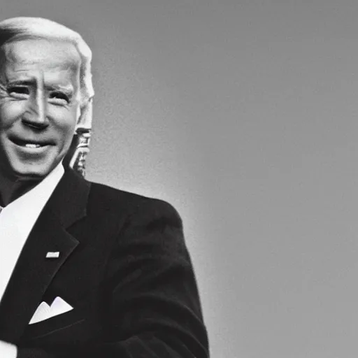 Image similar to stereoscopic card photograph of a live joe biden holding a gun