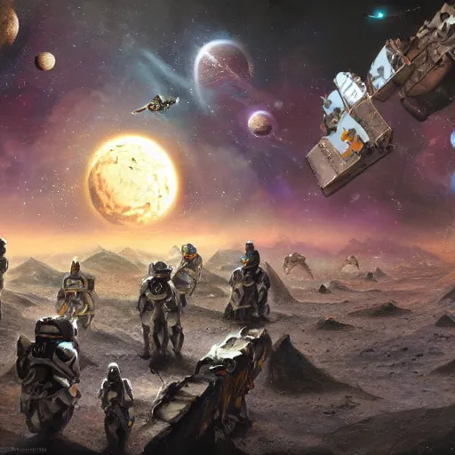 Image similar to space miners, fantasy art, matte painting