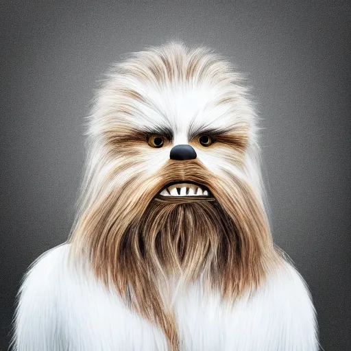 Image similar to portrait of Chewbacca with white fur