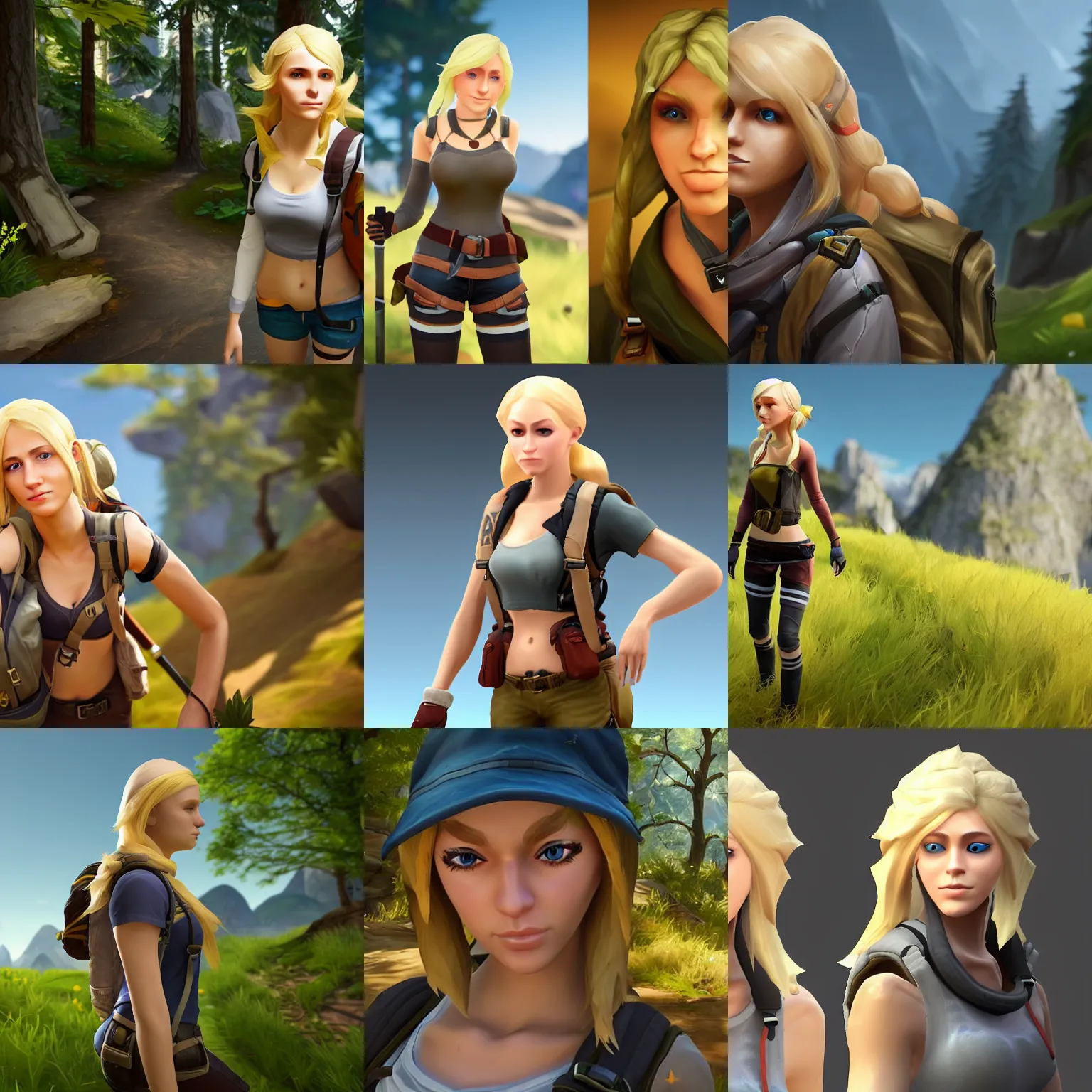 Prompt: a german woman age 2 1 with blonde hair who is a hiker with a backpack as a character in the game league of legends, with a background based on the game league of legends, detailed face, epic lighting, rendered in unreal engine 5, sharp, highly detailed