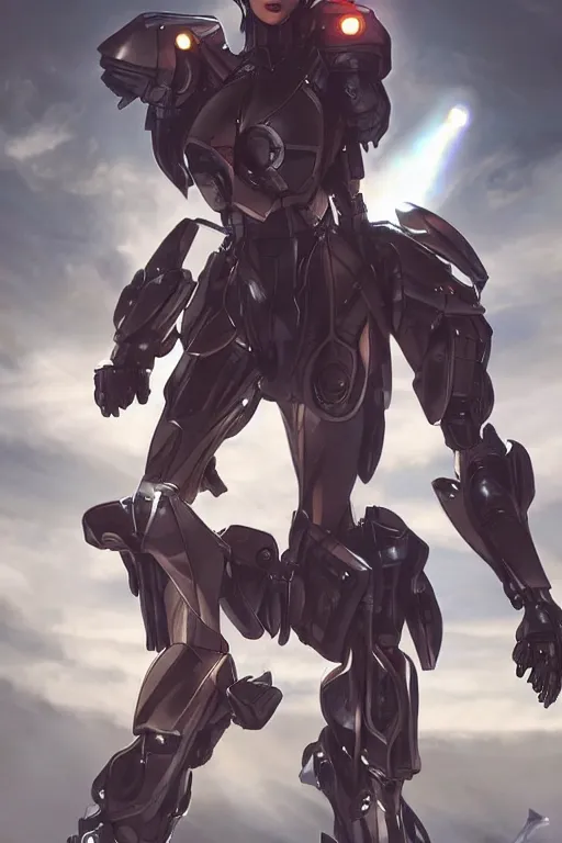 Prompt: a young attractive Asian woman piloting a mecha, dramatic pose, chrome and LEDs, highly detailed, photorealistic, volumetric lighting, digital art, in the style of Artgerm and Tom Bagshaw