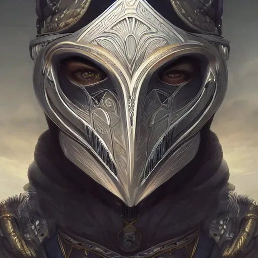 Image similar to Very very very very highly detailed epic photo of face with venetian mask, intricate, dystopian, sci-fi, extremely detailed, digital painting, artstation, concept art, smooth, sharp focus, illustration, intimidating lighting, incredible art by Artgerm