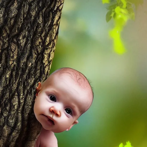 Image similar to baby on a tree, photorealistic, detailed