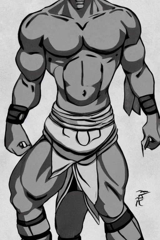 Prompt: Sokka of the Water Tribe, jacked body builder gigachad, greyscale 🎨🖌️