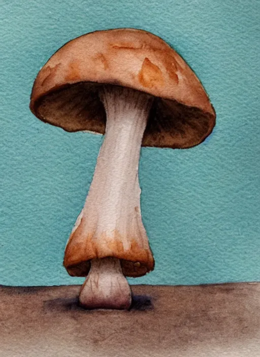 Image similar to a detailed watercolor painting of a mushroom, study, hyper - realistic