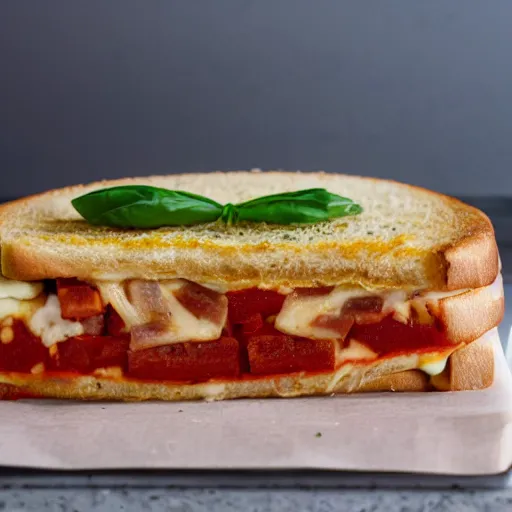 Image similar to a pizza sandwich