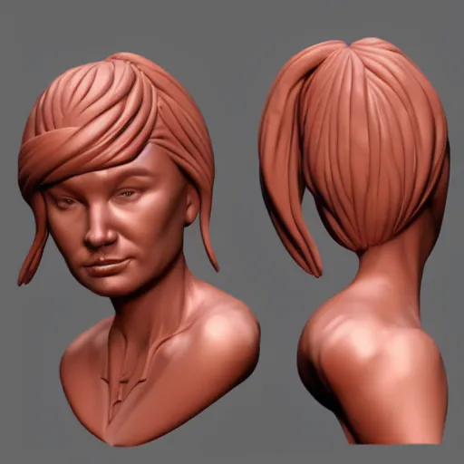 Prompt: zbrush female sculpt in the style of sebastian bakala