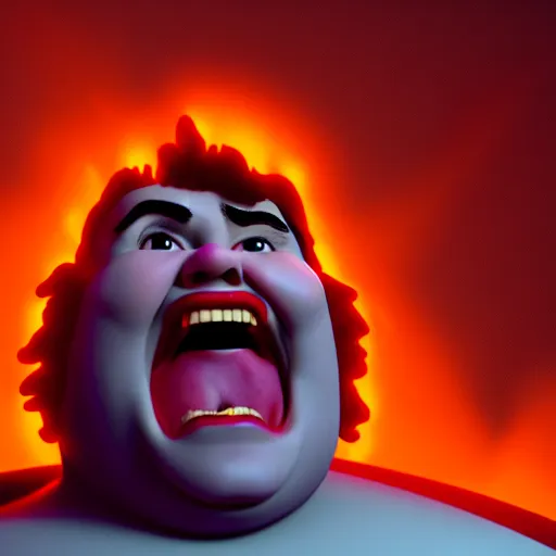 Image similar to portrait of john candy screaming in pain, metaverse on fire, octane render, trending on artstation