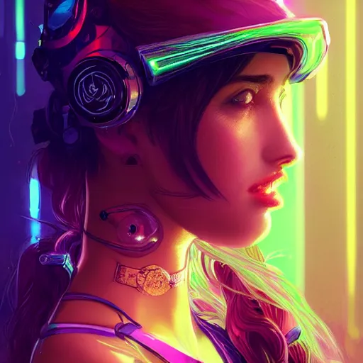 Prompt: portrait futuristic ana de armas cyberpunk cowgirl, neon light rooftop, fantasy, intricate and very very beautiful and elegant, highly detailed, digital painting, artstation, concept art, smooth and sharp focus, illustration, art by tan zi and ayanamikodon and alphonse mucha and wlop