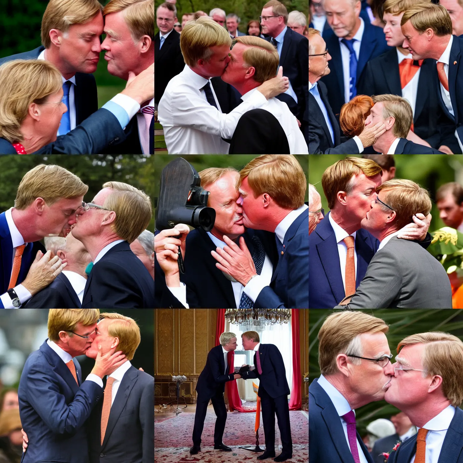 Prompt: geert kissing king willem alexander