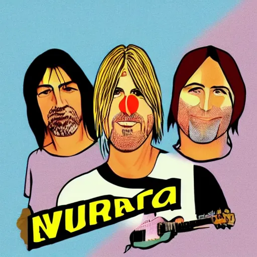 Prompt: nirvana band in the style of studio ghibili