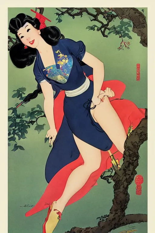 Image similar to mulan full body portrait by alberto vargas and gil elvgren