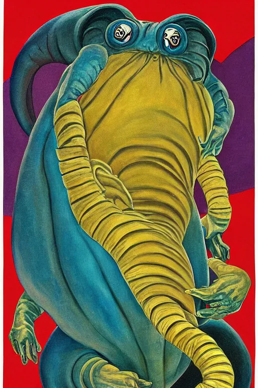 Image similar to giant tardigrade retro japanese monster slimy leather, poster, painting, 7 0 s vintage art, by georgia o keeffe, by gustave dore