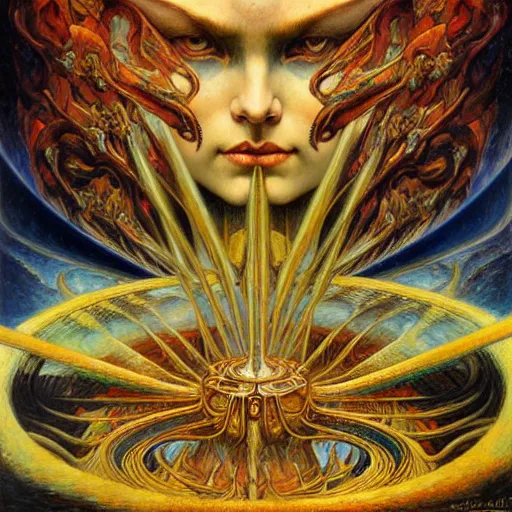 Image similar to Divine Chaos Engine by Karol Bak, Jean Delville, William Blake, and Vincent Van Gogh