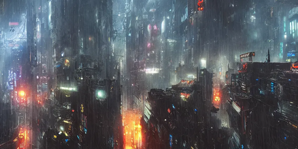 Image similar to blade runner city, by mobius,filmed,flying cars,raining at night,trending on ArtStation ,very detailed