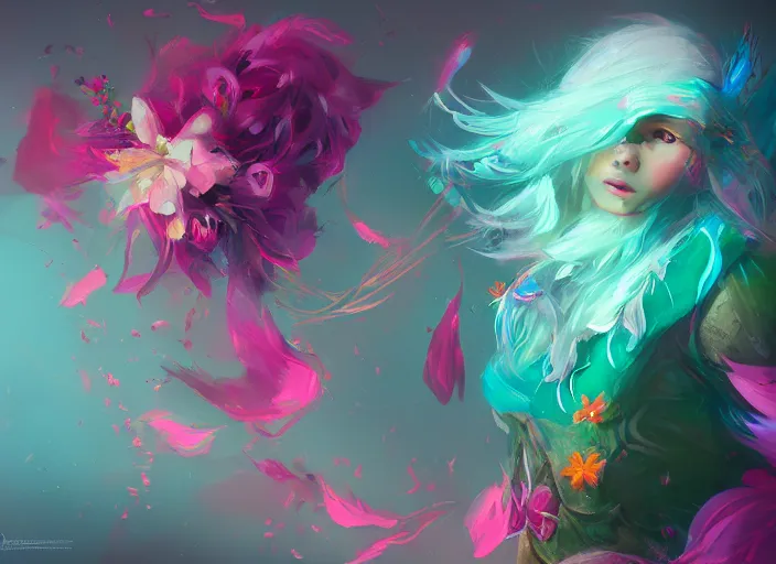 Image similar to splashart of bloom by sarah carmody artstation