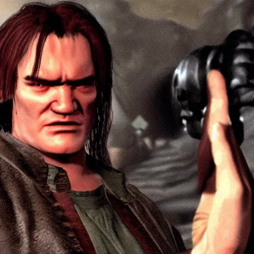 Image similar to quentin tarantino in the video game elden ring