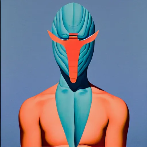 Image similar to vitruvian ultraman by james jean and shusei nagaoka, magritte painting