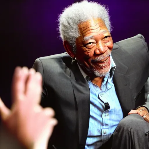 Prompt: morgan freeman powers up to super saiyan