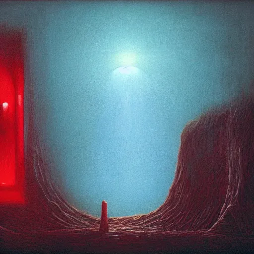 Image similar to Ruby potion, inner light. Concept art. Beksinski