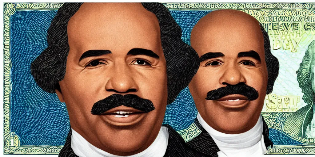 Image similar to Steve harvey as George Washington on the 1 dollar bill