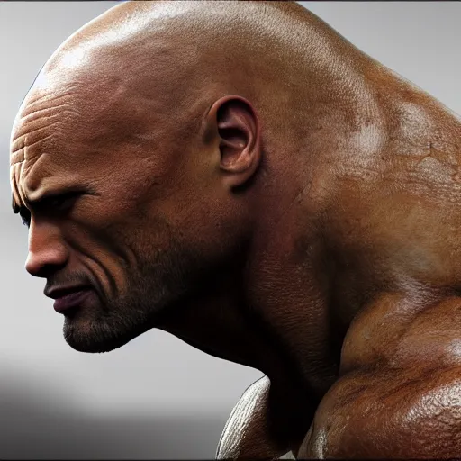 Prompt: close up of Dwayne Johnson, depth of field, 8k, 35mm film grain, unreal engine 5 render dramatic, intricate, elegant, highly detailed, digital painting, artstation, concept art, smooth, sharp focus, illustration, octane render, art by Leesha Hannigan, Ross Tran, Thierry Doizon, Kai Carpenter, Ignacio Fernández Ríos