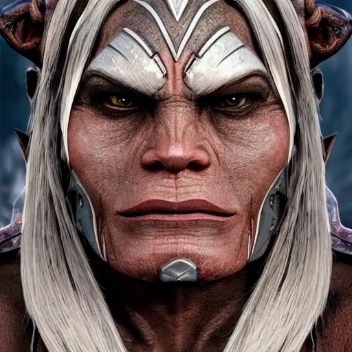 Prompt: thorkana orc woman with human features, highly detailed, character art, portrait, 8 k, professional art,