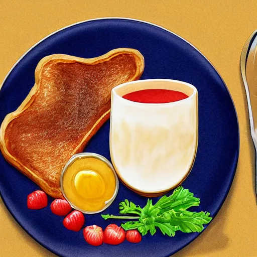 Prompt: An illustration of a perfect english breakfast