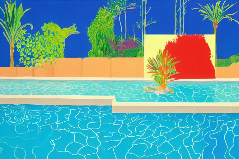 Image similar to david hockney A Bigger Splash (1967) painting