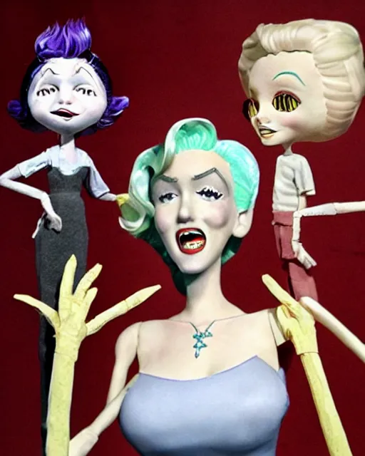 Prompt: marilyn monroe as a highly detailed stop motion puppet, in the style of laika studios ’ s paranorman, coraline, kubo and the two strings shot in the style