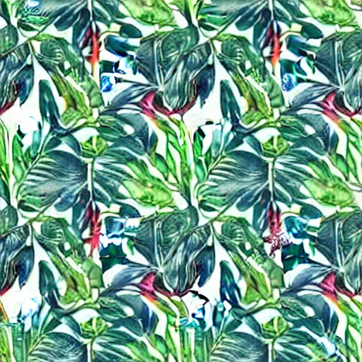 Prompt: repeating pattern seamless. watercolor. tropical palm leaves