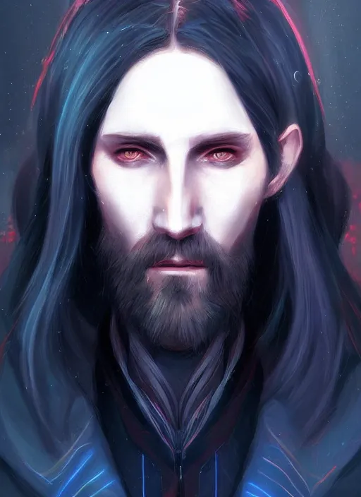 Prompt: « a portrait o cyberpunk rasputin, glowing eyes, a digital painting by charlie bowater, featured on cgsociety, fantasy art, behance hd, wiccan, artstation hd »