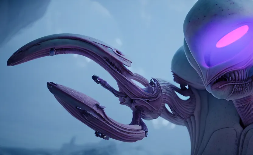 Prompt: a pastel color alien weapons with strange features and renewed mechanisms, extremely intricate and detailed 8 k cinematic lighting, hyper realism